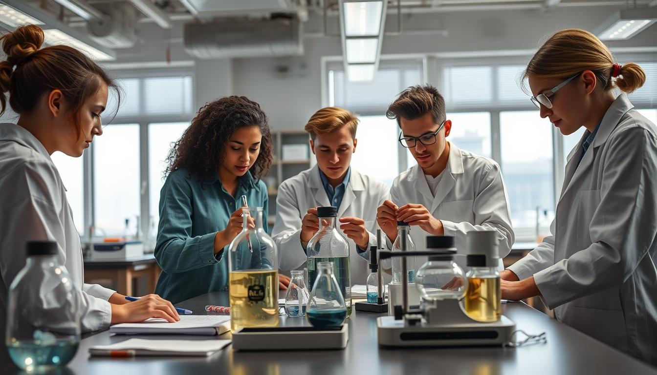 Student using a study guide to organize academic notes