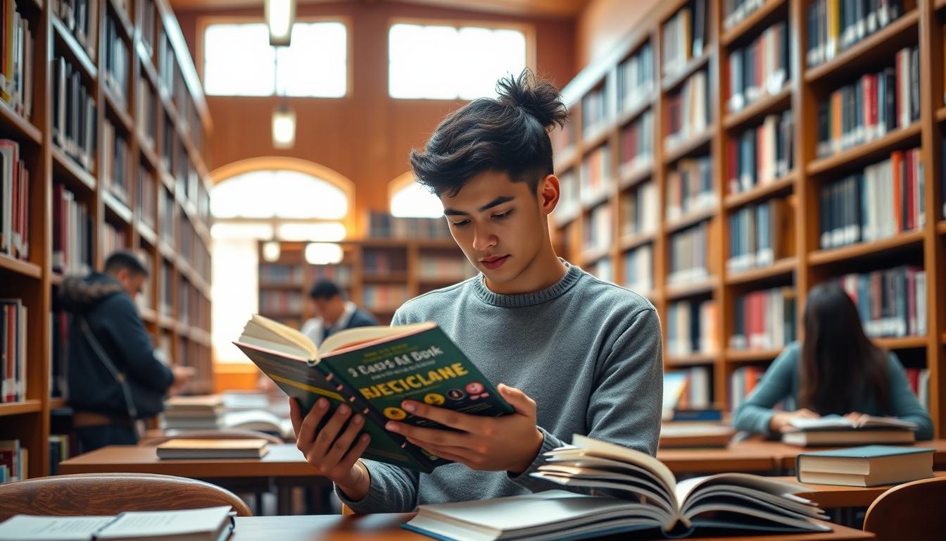 Student preparing for exams with study materials